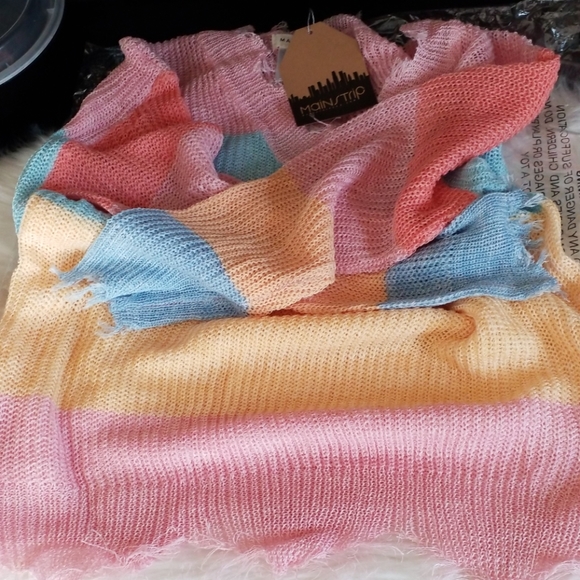 Pastel Distressed Striped Sweater **1 LAR LEFT!** - Picture 6 of 7